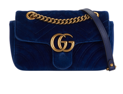 Mini Marmont Shoulder Bag, Velvet, Blue, 446744, DB, 3*